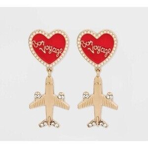 SUGARFIX by BaubleBar 'Jetsetter' Drop Bon Voyage Travel Earrings‎ Red NEW